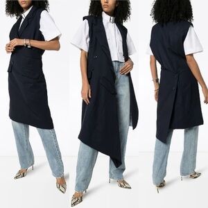 NWT Natasha Zinko 100% wool sleeveless wrap around mid-length blazer vest sz 36